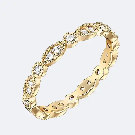 Luxury Gold Crystal Leaf Pattern Statement Ring Design Hover Image