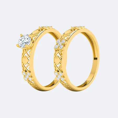 Stylish Diamond Studded Gold Leaf Shape Women Ring Hover Image
