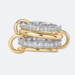 Stylish Diamond Studded Gold Leaf Shape Women Ring