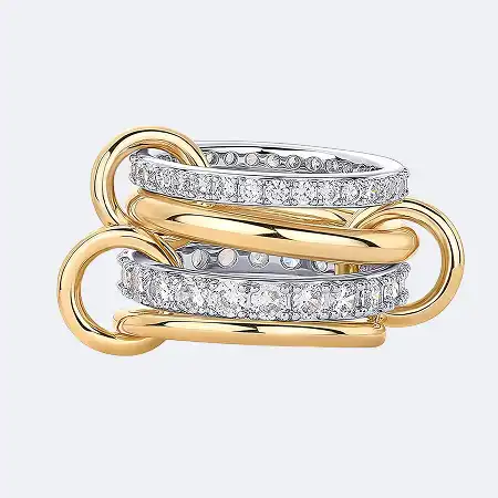 Stylish Diamond Studded Gold Leaf Shape Women Ring