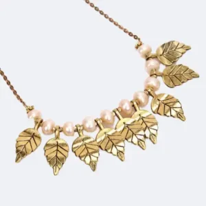 Stylish Diamond Studded Gold Leaf Shape Women Ring